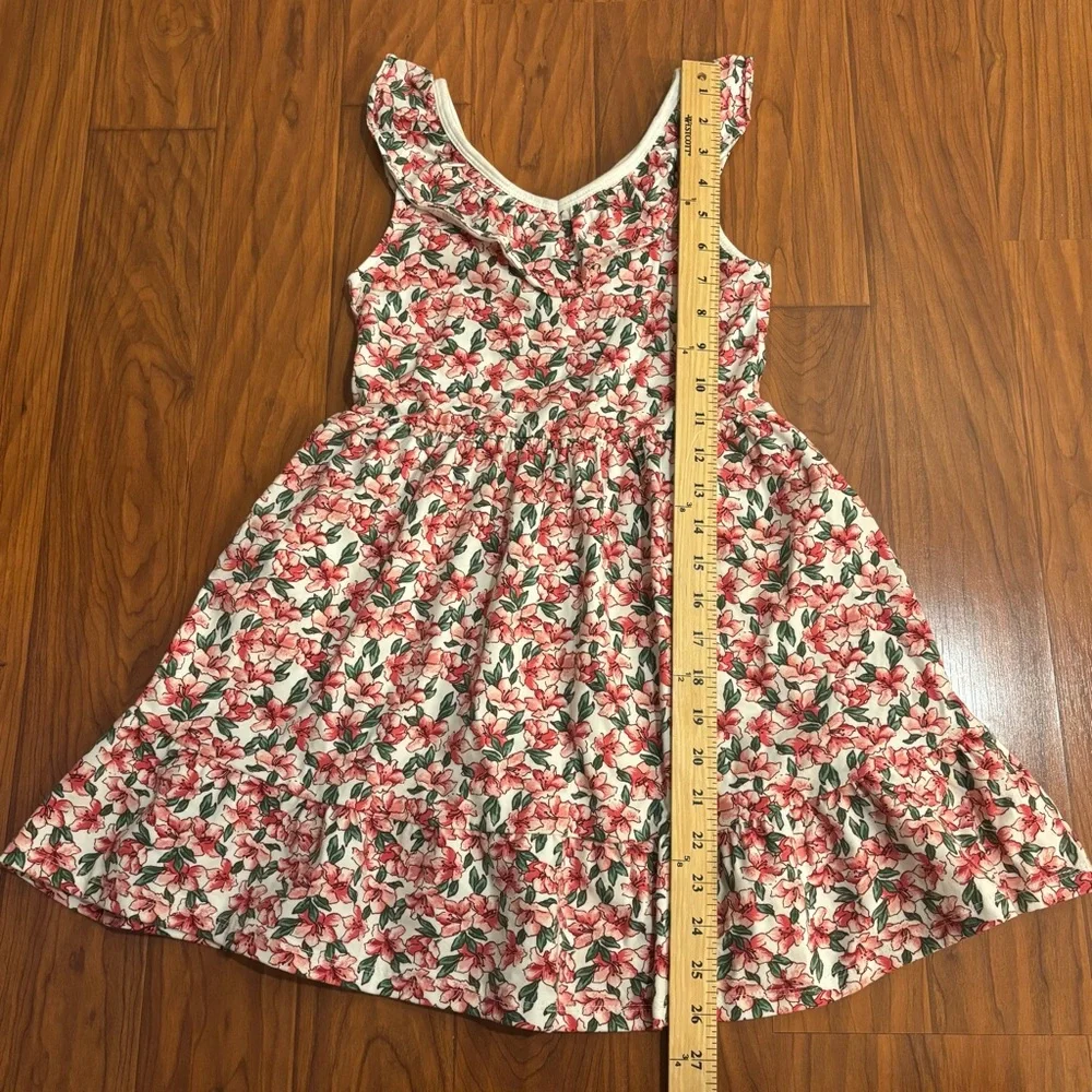 NWT Janie and Jack Pink Green Floral Dress Girls 8 Ruffled V-neck